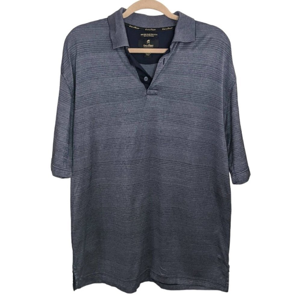 Gary Player Men's Dark Blue 100% Cotton Moisture Wicking Golf Polo Shirt Large